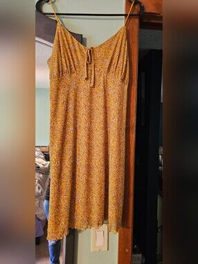 Yellow Floral Maxi Skirt with Front Tie